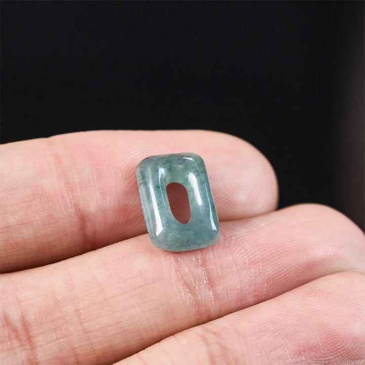 Buddha Stones Naszyjnik z wisiorkiem z zielonego jadeitu w kształcie kwadratu o małej objętości - image 10
