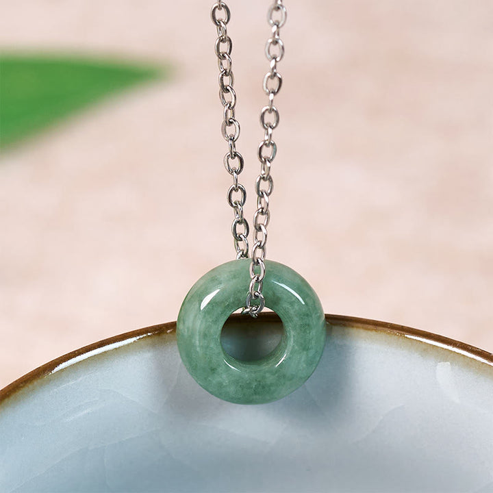 Buddha Stones Naszyjnik z klamrą pokoju i zielonym jadeitem, wisiorkiem szczęścia Abacus - image 9