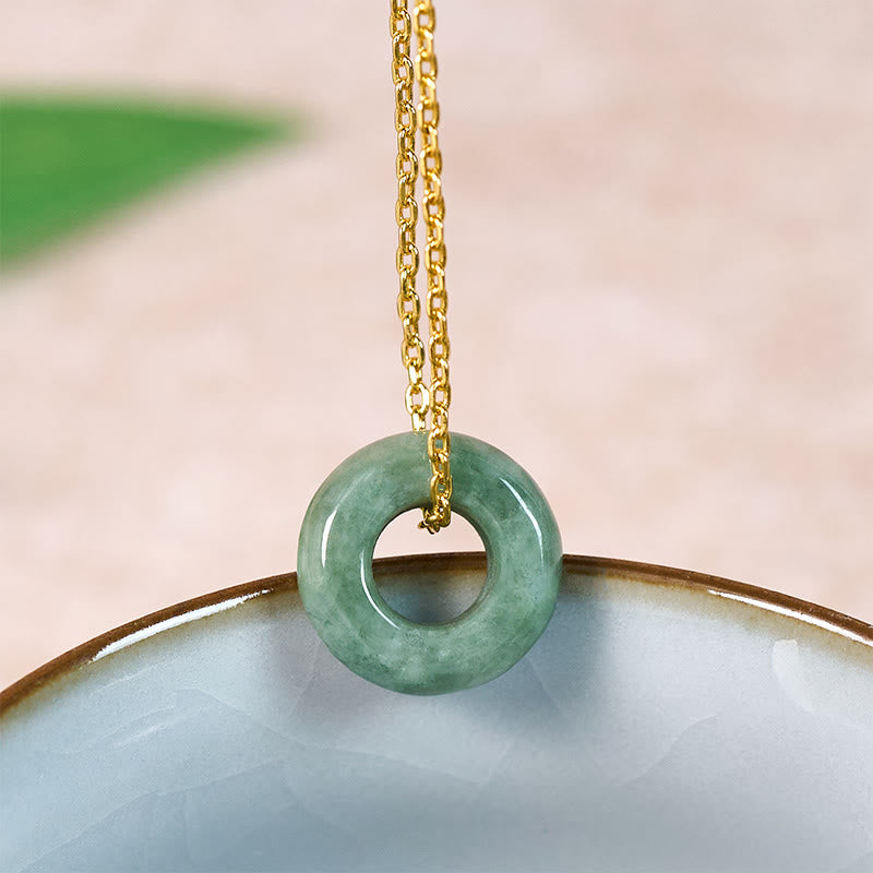 Buddha Stones Naszyjnik z klamrą pokoju i zielonym jadeitem, wisiorkiem szczęścia Abacus - image 2