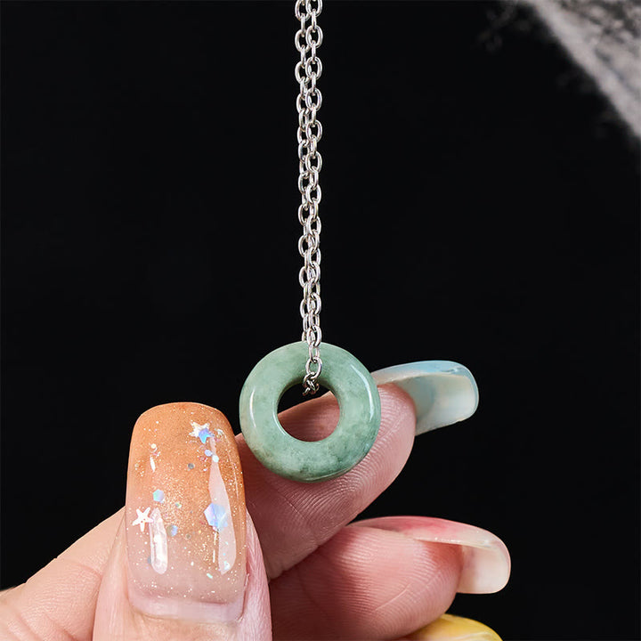 Buddha Stones Naszyjnik z klamrą pokoju i zielonym jadeitem, wisiorkiem szczęścia Abacus - image 14