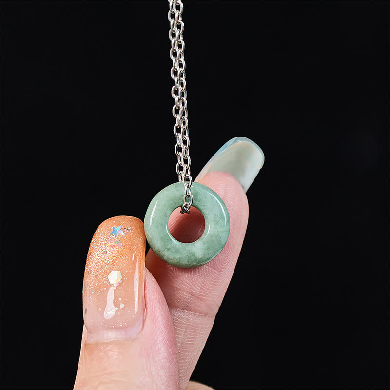 Buddha Stones Naszyjnik z klamrą pokoju i zielonym jadeitem, wisiorkiem szczęścia Abacus - image 13