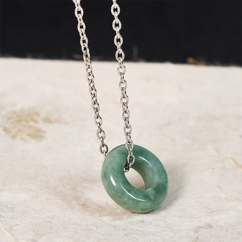 Buddha Stones Naszyjnik z klamrą pokoju i zielonym jadeitem, wisiorkiem szczęścia Abacus - Naturalny jadeit (kolor i rozmiar mogą się różnić) - Srebrny - image 8
