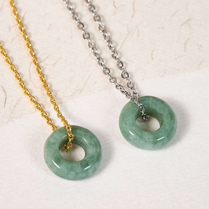 Buddha Stones Naszyjnik z klamrą pokoju i zielonym jadeitem, wisiorkiem szczęścia Abacus - image 15