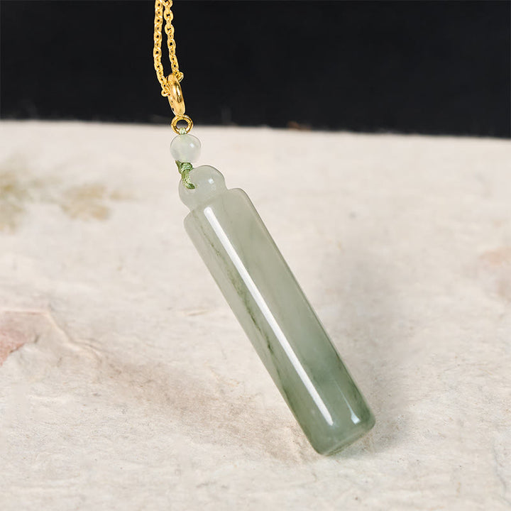 Buddha Stones Naszyjnik z jadeitem w kształcie cylindra, który przynosi szczęście - image 3