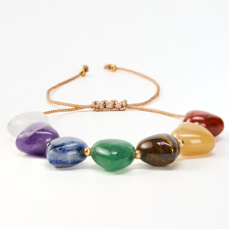Buddha Stones Bransoletka pleciona Love Heart Red Agat Ametyst Zielony Awenturyn Kolorowy Kryształ Pewność Siebie - image 2