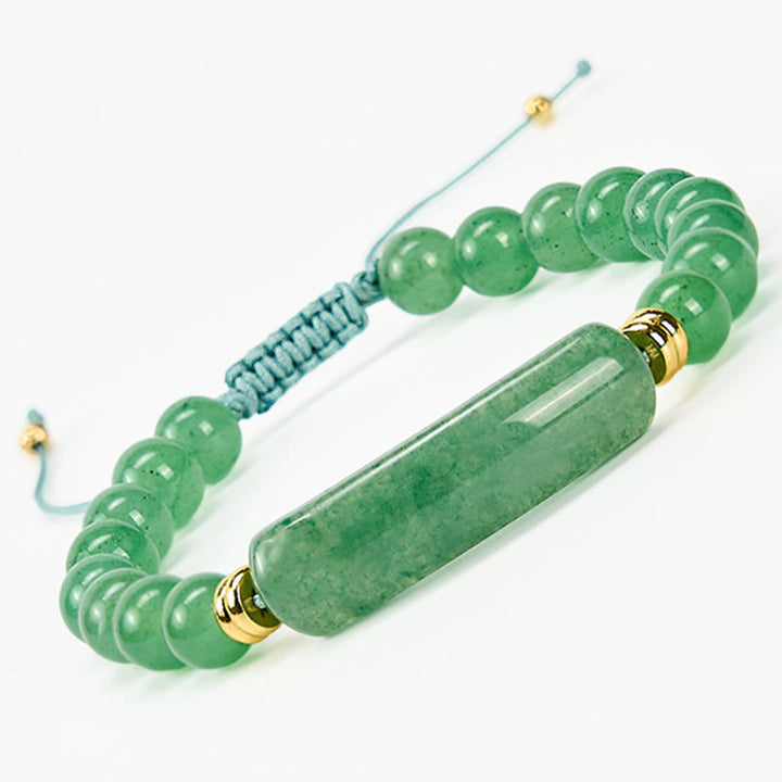 Buddha Stones Bransoletka z ametystowym zielonym awenturynem, tygrysim okiem i truskawkowym kwarcem, która pozytywnie transformuje - Zielony awenturyn (obwód nadgarstka 14-18 cm) - image 0