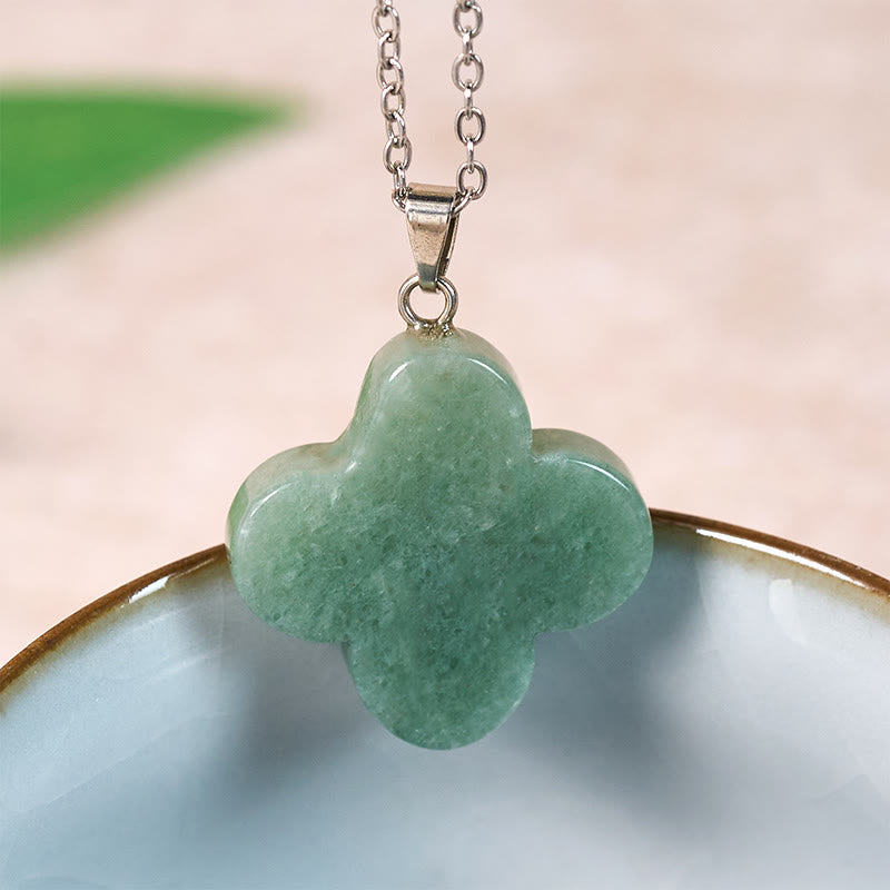 Buddha Stones Różnorodny kryształowy zielony awenturyn z czarnym obsydianem, tygrysie oko, naszyjnik z kwiatem śliwki i wisiorkiem szczęścia - Zielony awenturyn (naturalny – drobne nierówności) - image 0