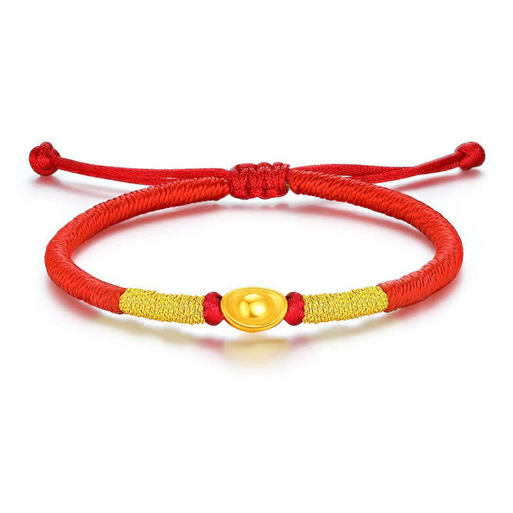 Buddha Stones Bransoletka Yuanbao z czerwonego sznurka, pleciona na szczęście - image 3
