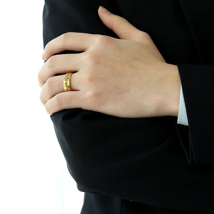 Buddha Stones Pierścień czystości Six True Words „Om Mani Padme Hum” z regulacją - image 4