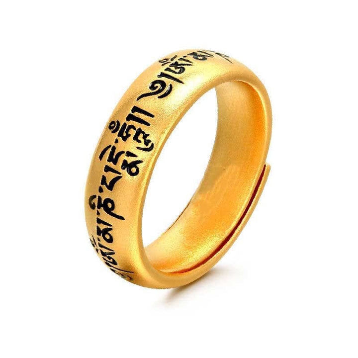 Buddha Stones Pierścień czystości Six True Words „Om Mani Padme Hum” z regulacją - image 2