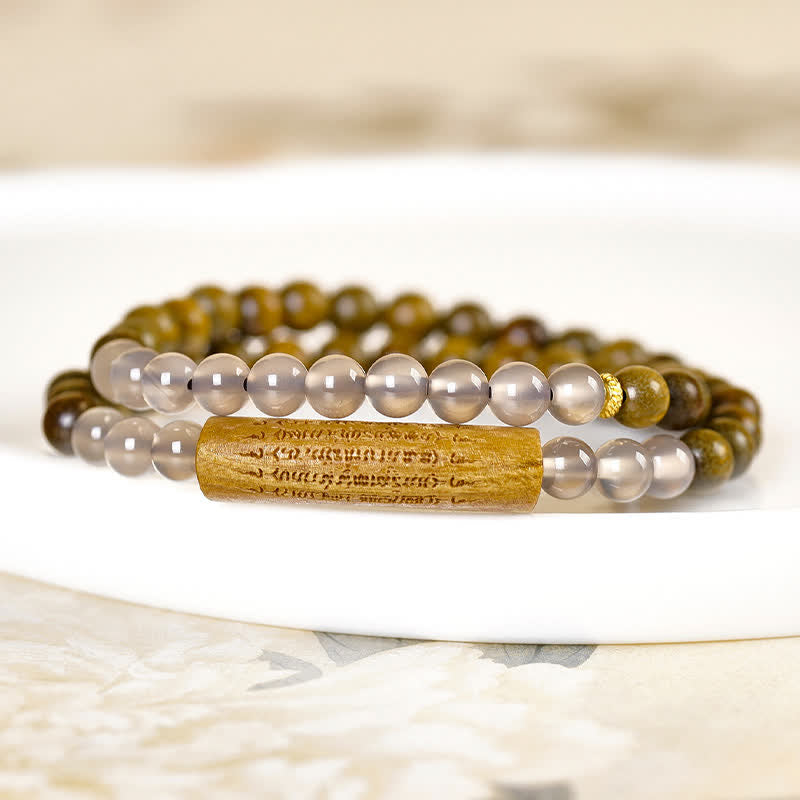 Buddha Stones Bransoletka balansująca z czerwonego agatu i zielonego awenturynu, pięć buddyjskich zasad, podwójnie owinięta - image 13