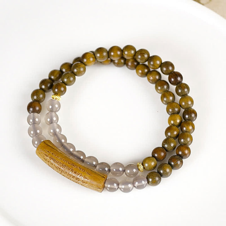 Buddha Stones Bransoletka balansująca z czerwonego agatu i zielonego awenturynu, pięć buddyjskich zasad, podwójnie owinięta - image 12
