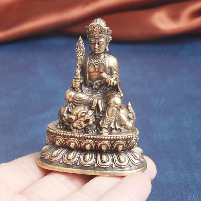 Buddha Stones Mandziusri Bodhisattwa Spokój Miedziana Statuetka Dekoracja - image 3