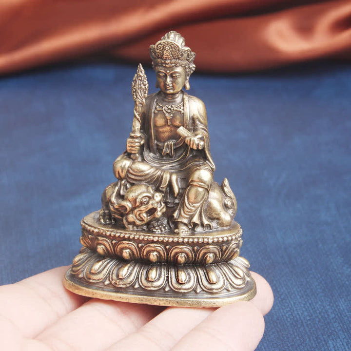 Buddha Stones Mandziusri Bodhisattwa Spokój Miedziana Statuetka Dekoracja - image 3