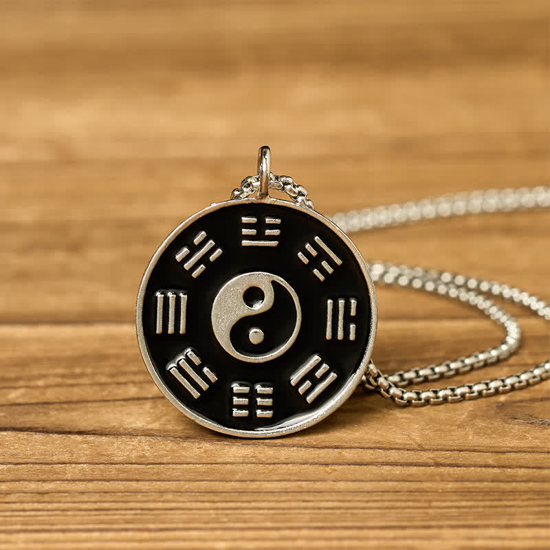Buddha Stones Naszyjnik z wisiorkiem Yin Yang Bagua ze stali tytanowej - image 3