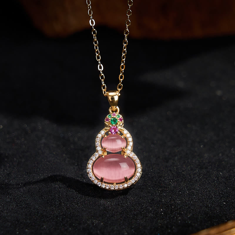 Buddha Stones Naszyjnik z wisiorkiem i różowym chalcedonem i tykwą optymistyczny - image 2