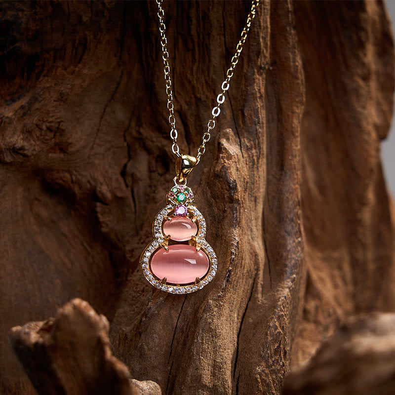 Buddha Stones Naszyjnik z wisiorkiem i różowym chalcedonem i tykwą optymistyczny - image 8