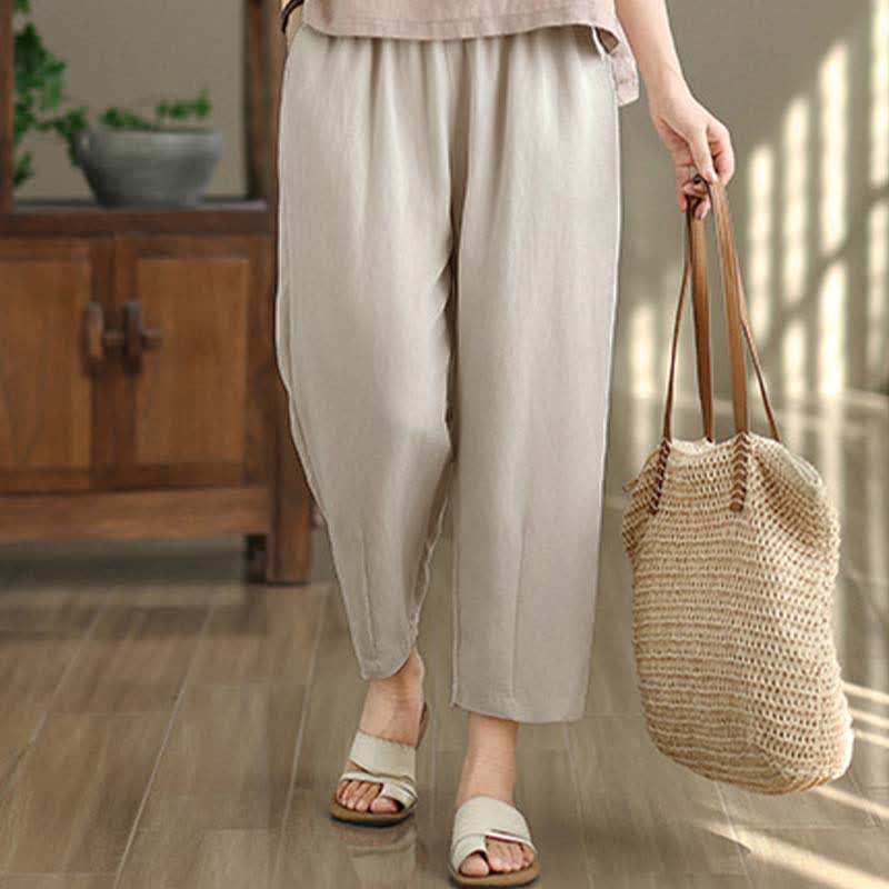 Buddha Stones Letnie, swobodne, damskie, zwężane spodnie z kieszeniami - image 10