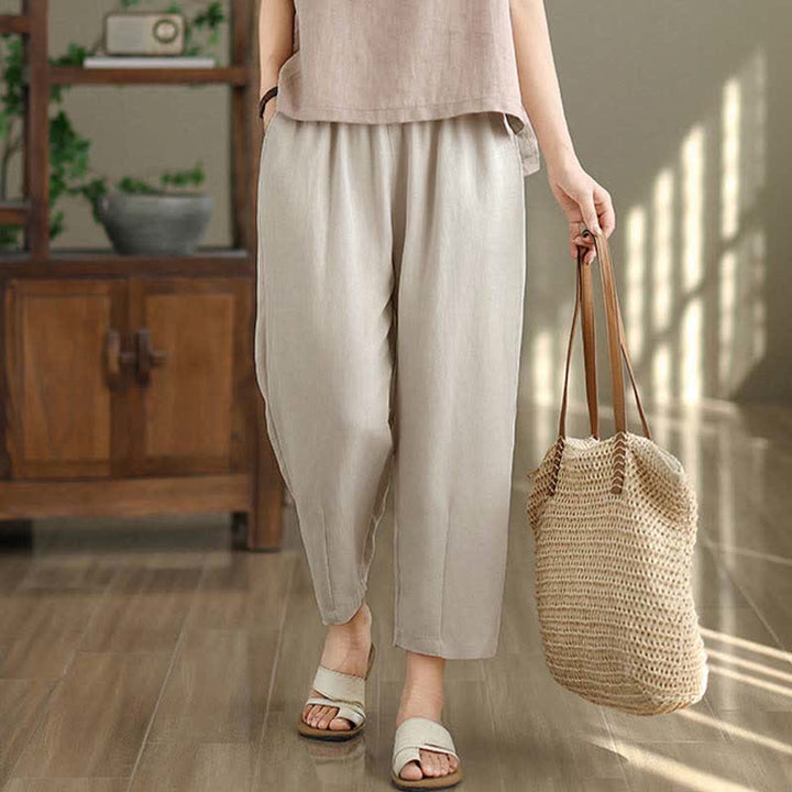 Buddha Stones Letnie, swobodne, damskie, zwężane spodnie z kieszeniami - image 9