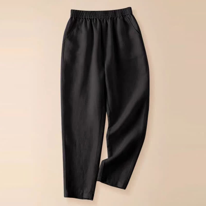 Buddha Stones Letnie, swobodne, damskie, zwężane spodnie z kieszeniami - Czarny - US8-10，UK/AU12-14，EU40-42 (2XL) - image 27