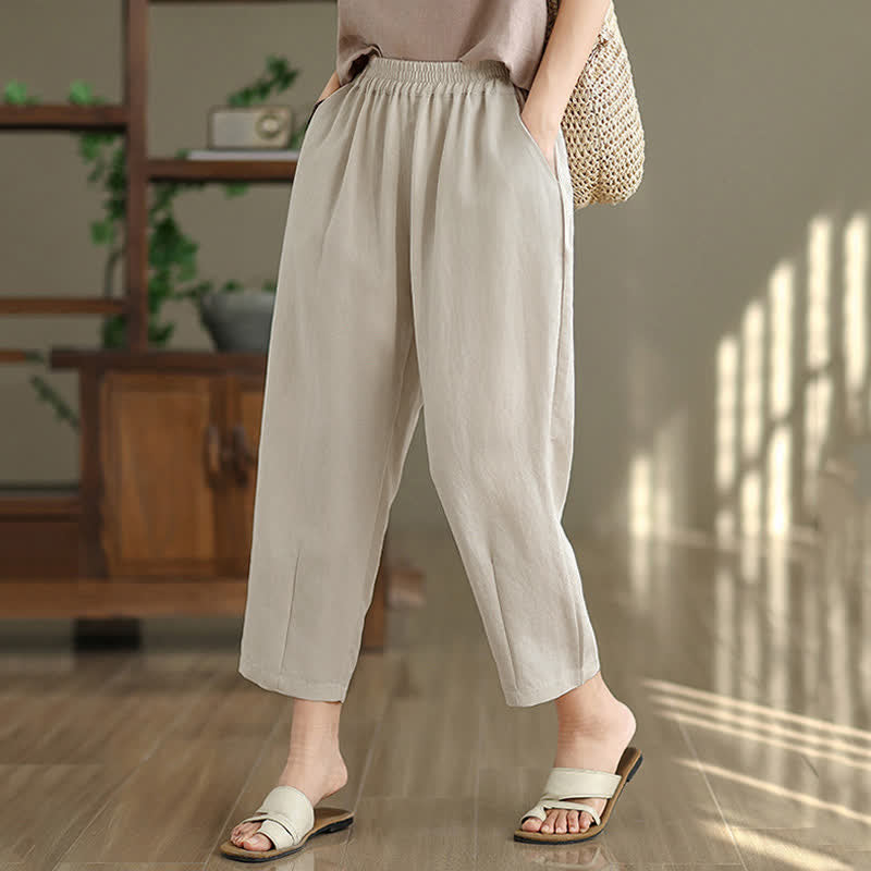 Buddha Stones Letnie, swobodne, damskie, zwężane spodnie z kieszeniami - image 13