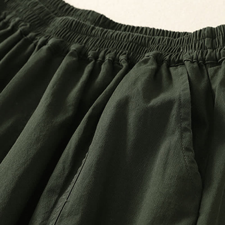 Buddha Stones Letnie, swobodne, elastyczne spodnie damskie ze zwężanymi nogawkami i kieszeniami - image 1