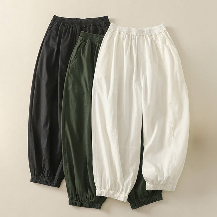 Buddha Stones Letnie, swobodne, elastyczne spodnie damskie ze zwężanymi nogawkami i kieszeniami - image 20