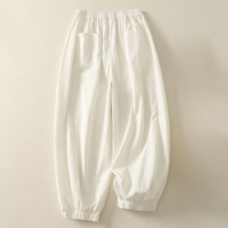 Buddha Stones Letnie, swobodne, elastyczne spodnie damskie ze zwężanymi nogawkami i kieszeniami - image 11