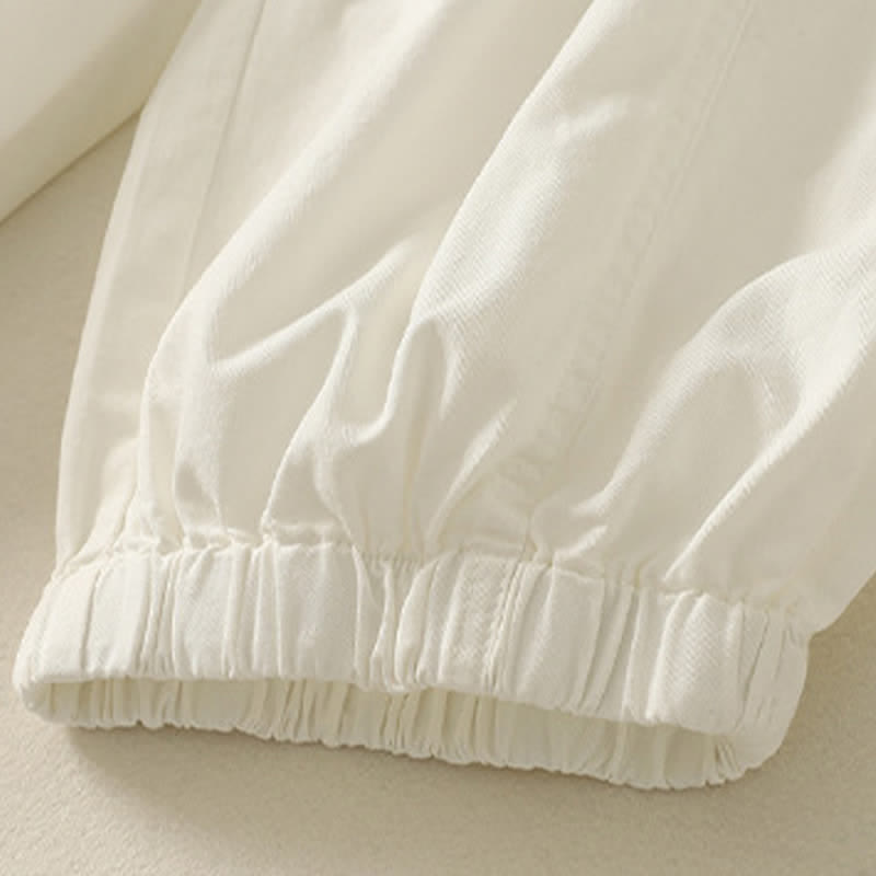 Buddha Stones Letnie, swobodne, elastyczne spodnie damskie ze zwężanymi nogawkami i kieszeniami - image 13