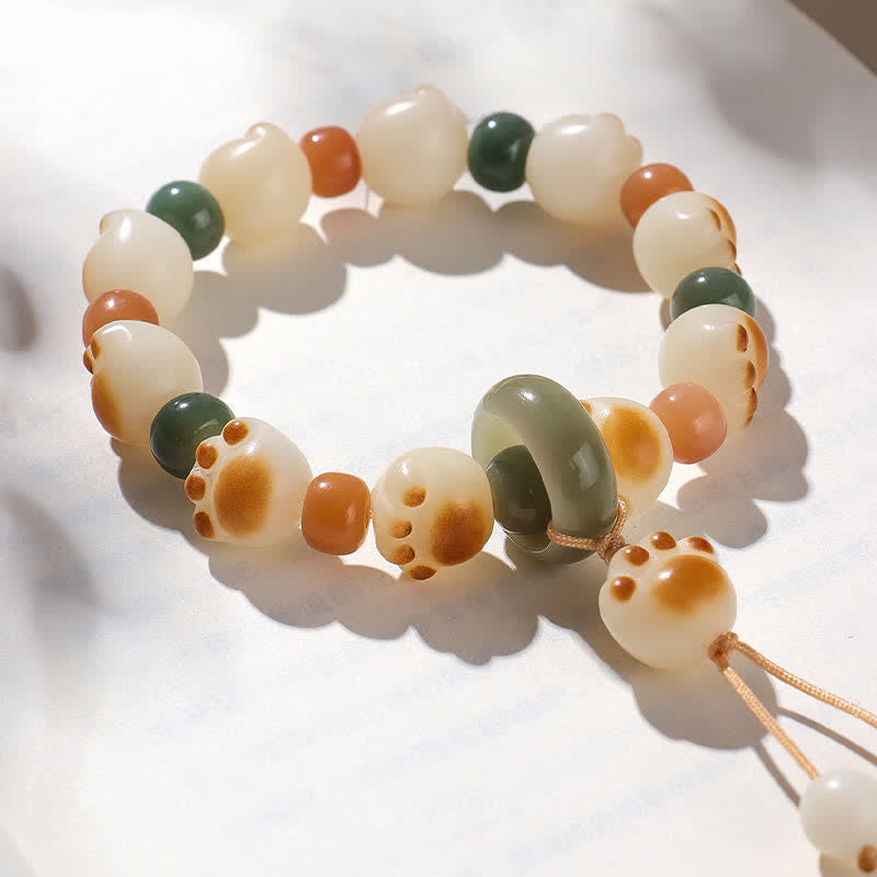 Buddha Stones Bransoletka z naturalnym wzorem Bodhi Seed Cat Paw Wealth - image 1