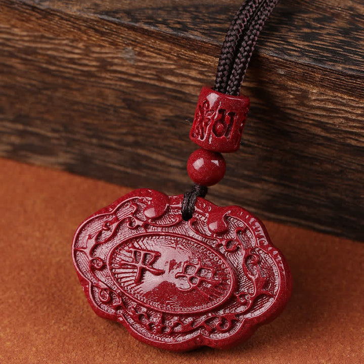 Buddha Stones Naszyjnik z liną i zamkiem szczęścia Cinnabar Fu - image 2