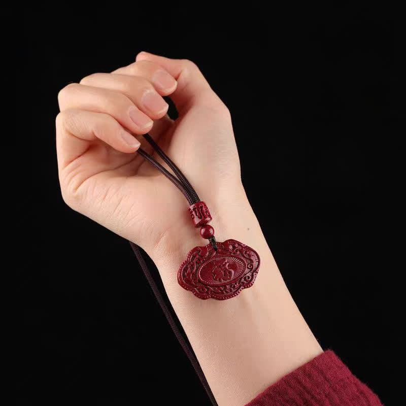 Buddha Stones Naszyjnik z liną i zamkiem szczęścia Cinnabar Fu - image 4