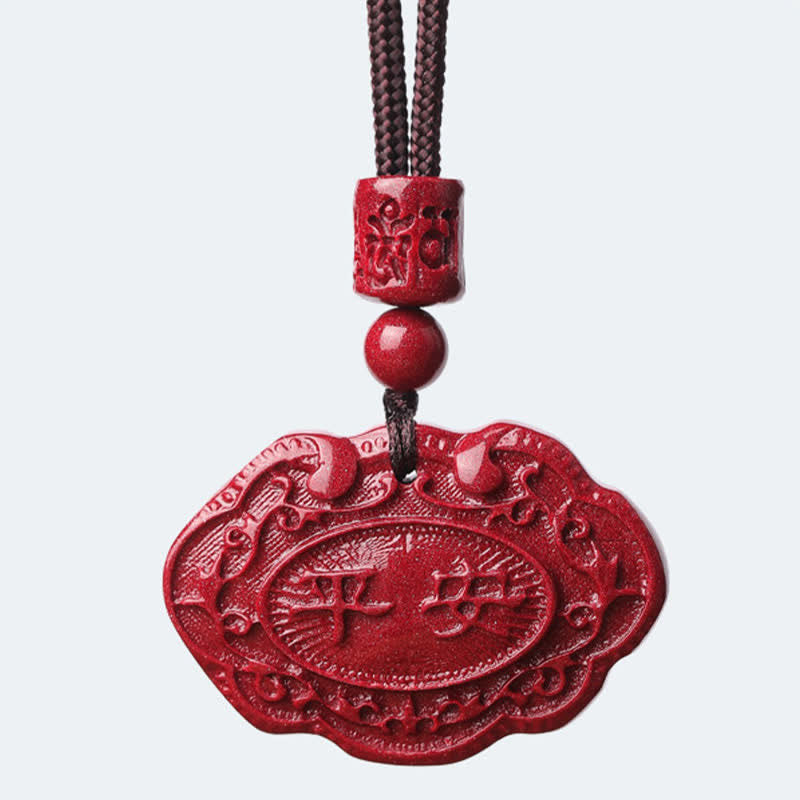 Buddha Stones Naszyjnik z liną i zamkiem szczęścia Cinnabar Fu - image 10