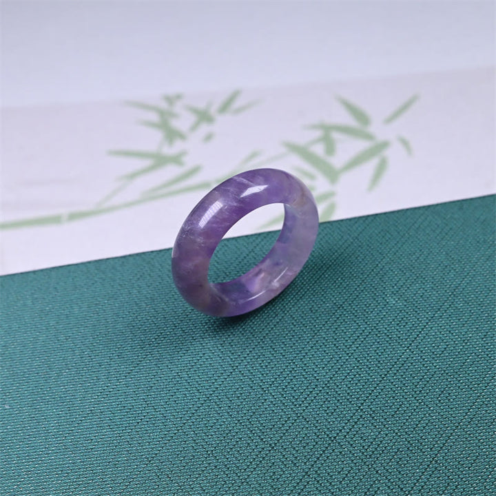 Buddha Stones Pierścień z naturalnym ametystem, symbolizujący świadomość duchową - image 2