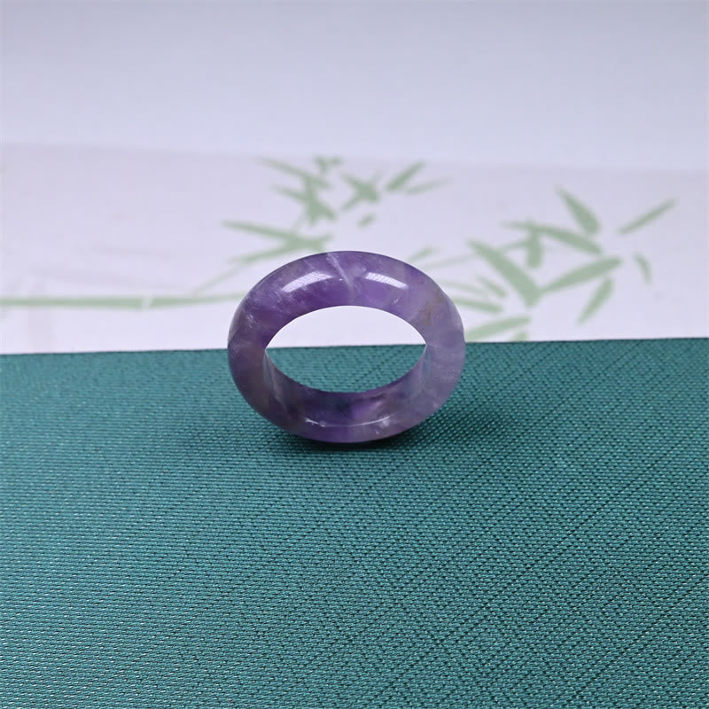 Buddha Stones Pierścień z naturalnym ametystem, symbolizujący świadomość duchową - image 4