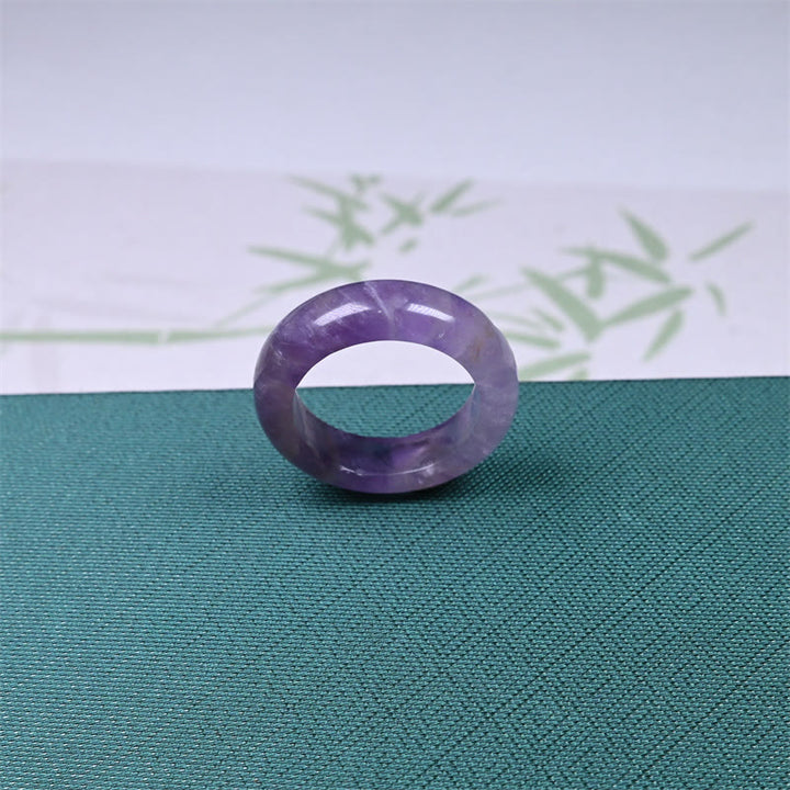 Buddha Stones Pierścień z naturalnym ametystem, symbolizujący świadomość duchową - image 4