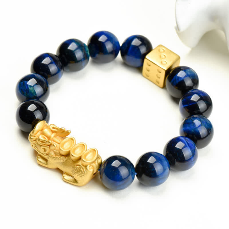 Buddha Stones Bransoletka z koralików z motywem Om Mani Padme Hum i naturalnym tygrysim okiem PiXiu Fu - image 25