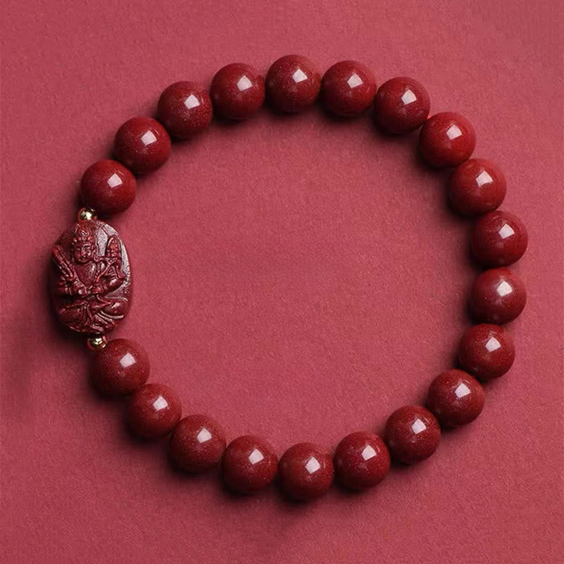 Buddha Stones Bransoletka z błogosławieństwem chińskiego zodiaku z motywem natalnego Buddy i cynobru - Bodhisattwa Wół/Tygrys-Pustka (obwód nadgarstka: 15-16 cm) - image 9