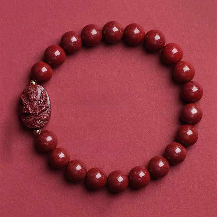 Buddha Stones Bransoletka z błogosławieństwem chińskiego zodiaku z motywem natalnego Buddy i cynobru - Bodhisattwa Wół/Tygrys-Pustka (obwód nadgarstka: 15-16 cm) - image 9