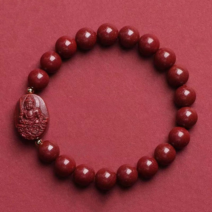 Buddha Stones Bransoletka z błogosławieństwem chińskiego zodiaku z motywem natalnego Buddy i cynobru - Królik-Mandziuśri Bodhisattwa (obwód nadgarstka: 15-16 cm) - image 10