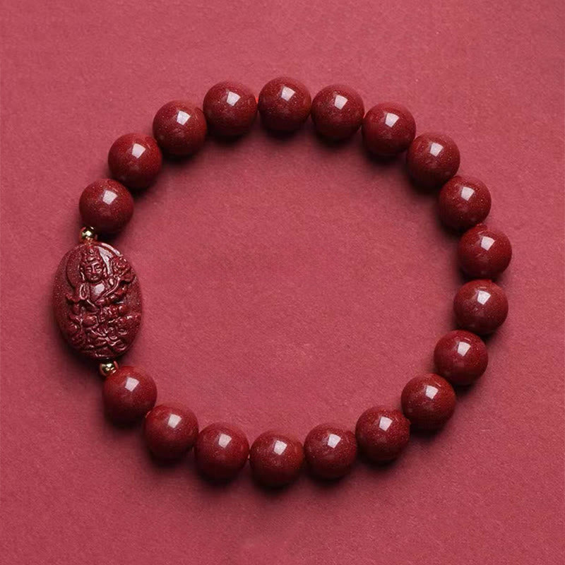 Buddha Stones Bransoletka z błogosławieństwem chińskiego zodiaku z motywem natalnego Buddy i cynobru - Smok/Wąż-Samantabhadra Bodhisattwa (obwód nadgarstka: 15-16 cm) - image 12