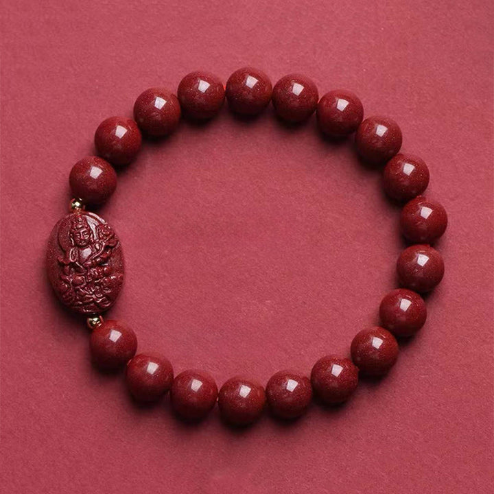 Buddha Stones Bransoletka z błogosławieństwem chińskiego zodiaku z motywem natalnego Buddy i cynobru - Smok/Wąż-Samantabhadra Bodhisattwa (obwód nadgarstka: 15-16 cm) - image 12