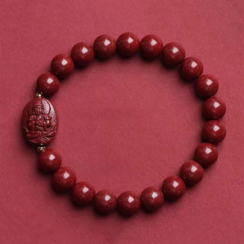 Buddha Stones Bransoletka z błogosławieństwem chińskiego zodiaku z motywem natalnego Buddy i cynobru - Koza/Małpa-Tathagata (obwód nadgarstka: 15-16 cm) - image 13