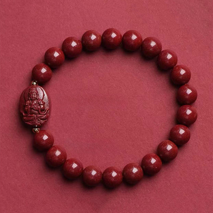 Buddha Stones Bransoletka z błogosławieństwem chińskiego zodiaku z motywem natalnego Buddy i cynobru - Koza/Małpa-Tathagata (obwód nadgarstka: 15-16 cm) - image 13
