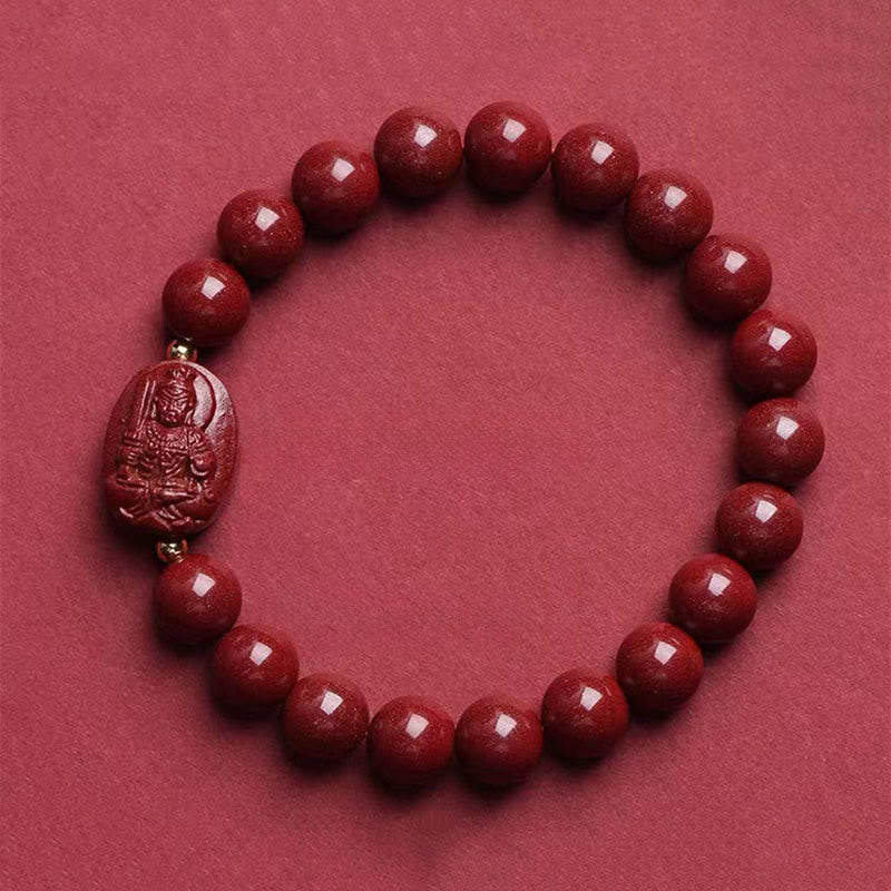 Buddha Stones Bransoletka z błogosławieństwem chińskiego zodiaku z motywem natalnego Buddy i cynobru - Kogut-Acalanatha (obwód nadgarstka: 15-16 cm) - image 14