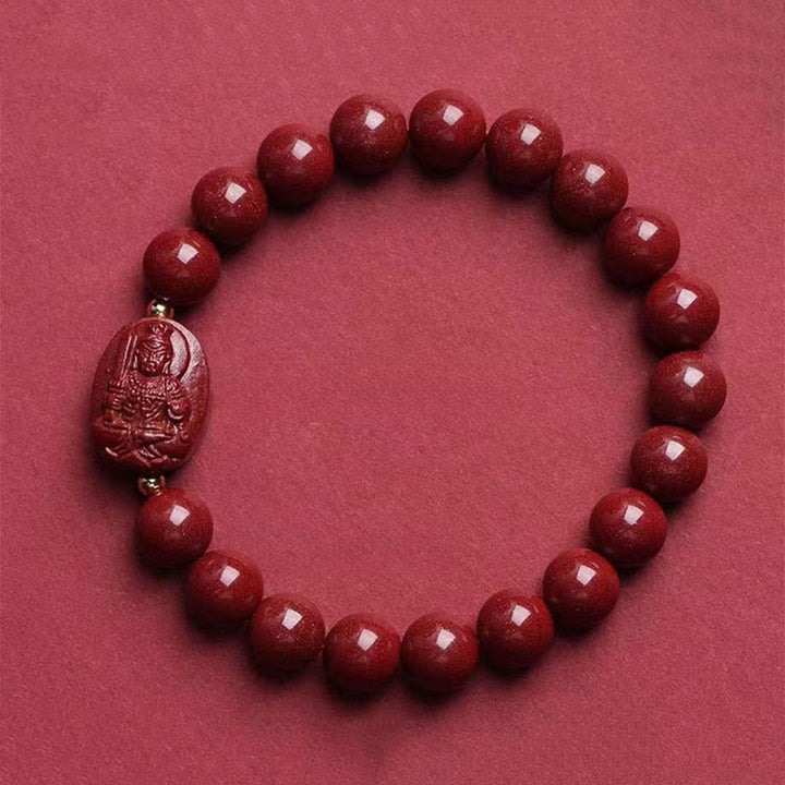 Buddha Stones Bransoletka z błogosławieństwem chińskiego zodiaku z motywem natalnego Buddy i cynobru - Kogut-Acalanatha (obwód nadgarstka: 15-16 cm) - image 14