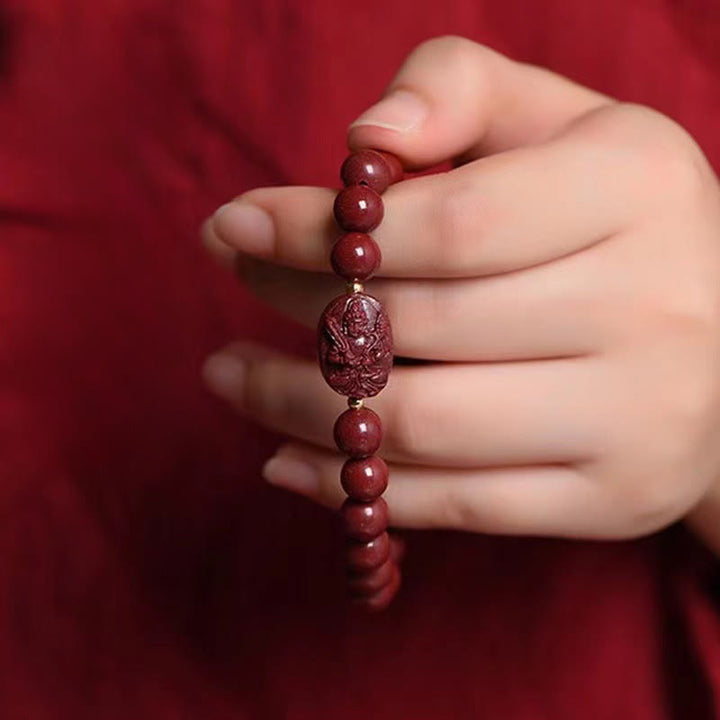 Buddha Stones Bransoletka z błogosławieństwem chińskiego zodiaku z motywem natalnego Buddy i cynobru - image 11