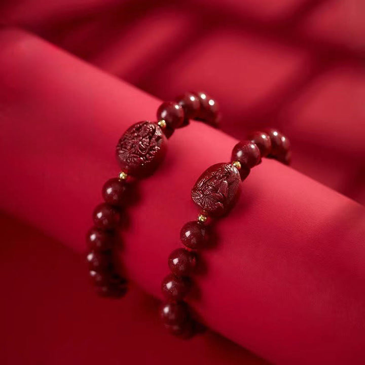 Buddha Stones Bransoletka z błogosławieństwem chińskiego zodiaku z motywem natalnego Buddy i cynobru - image 17