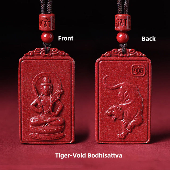 Buddha Stones Naszyjnik z chińskim znakiem zodiaku, narodzinami Buddy, cynobrowym błogosławieństwem - Bodhisattwa Tygrysa-Pustki - 19*34mm - image 8