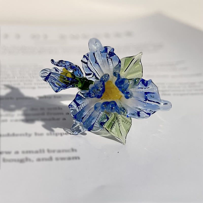 Buddha Stones Pierścień mądrości Liuli Iris Flower - Niebieski (17 mm) (Kolor, kształt i rozmiar mogą się różnić) - image 3
